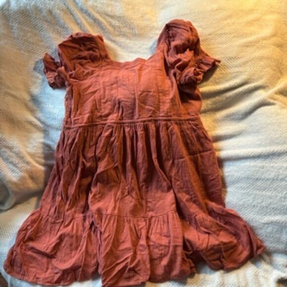 NWT Madewell Puff-Sleeve Drawstring Mini Dress size large - Picture 4 of 4